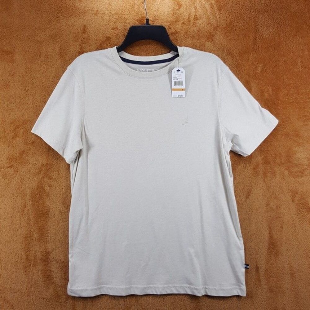 NAUTICA Sleepwear Shirt Mens Small Tan Pullover Crew Logo PJ T-Shirt Tee